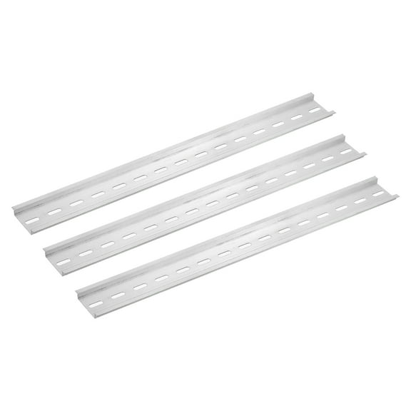 Uxcell 3 Pcs DIN Rail Slotted Aluminum Mounting Guide 500mm Long 35mm Wide 7.5mm High Silver Tone