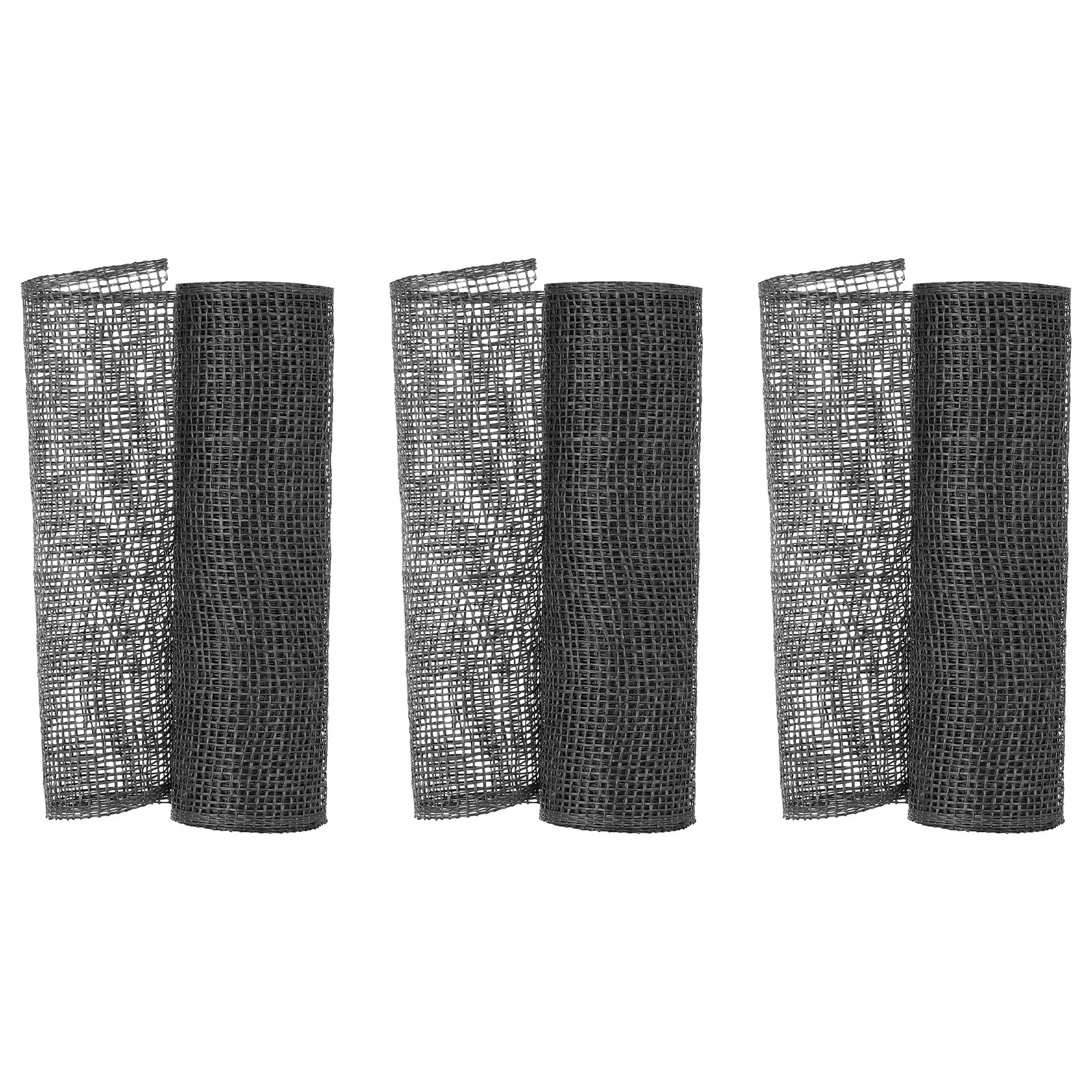 Uxcell 3 Pcs Decorative Mesh Ribbon, 10 Inch x 5 Yard Mesh Ribbon Roll Foil Metallic for Christmas Tree Wreath Decoration, Black