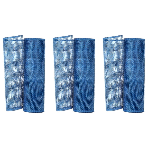 Uxcell 3 Pcs Decorative Mesh Ribbon, 10 Inch x 5 Yard Mesh Ribbon Roll Foil Metallic for Christmas Tree Wreath Decoration, Blue