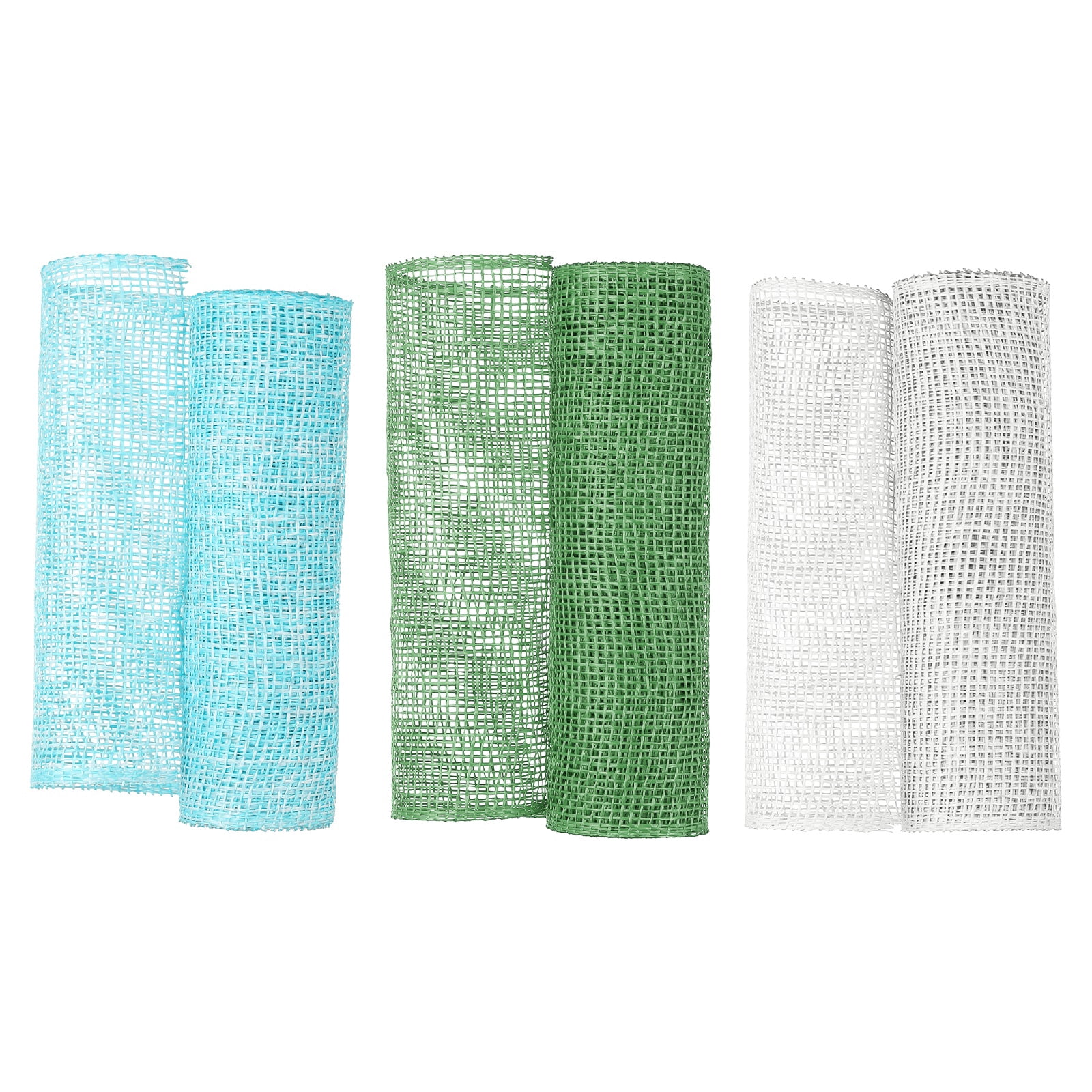 Uxcell 3 Pcs Decorative Mesh Ribbon, 10 Inch x 5 Yard Mesh Ribbon Roll Foil Metallic for Christmas Tree Wreath Decoration, Green/Light Blue/White