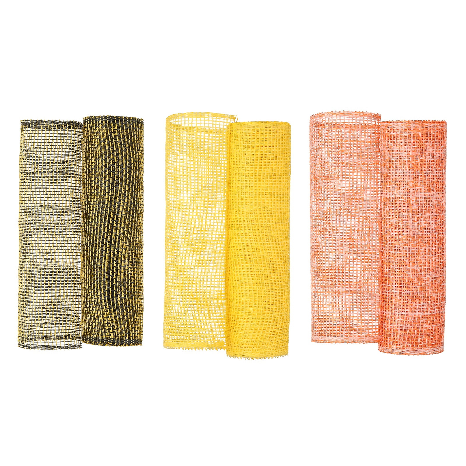 Uxcell 3 Pcs Decorative Mesh Ribbon, 10 Inch x 5 Yard Mesh Ribbon Roll Foil Metallic for Christmas Tree Wreath Decoration, Orange/Yellow/Black Yellow