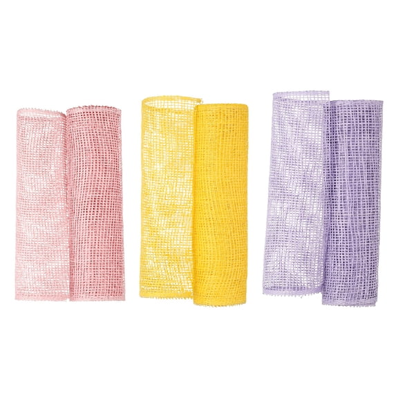 Uxcell 3 Pcs Decorative Mesh Ribbon, 10 Inch x 5 Yard Mesh Ribbon Roll Foil Metallic for Christmas Tree Wreath Decoration, Pink/Yellow/Purple