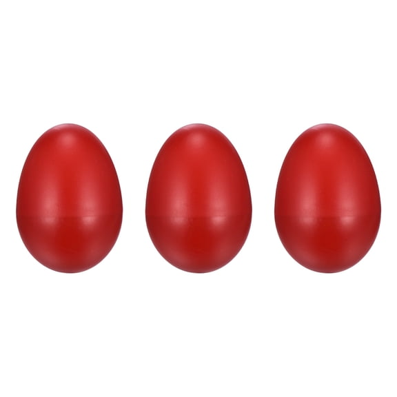 Uxcell 3 Pcs Egg Shakers, Plastic Musical Eggs Maracas Hand Percussion Instruments for DIY Painting Music Learning Easter Party Performance, Red