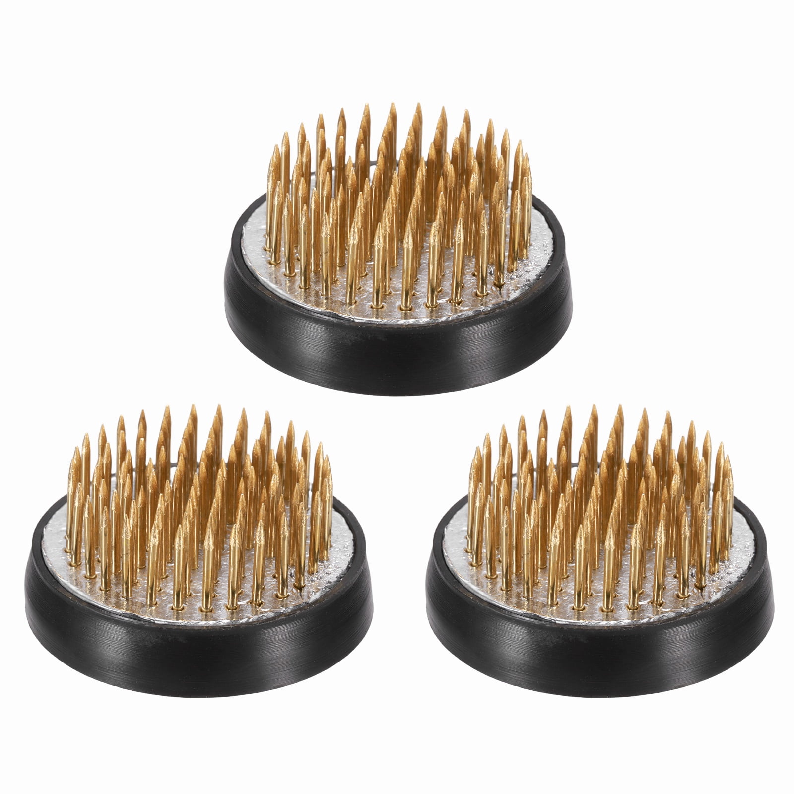 Uxcell 3 Pcs Floral Frogs Kenzan, 1.6 Inch Round Brass Flower Arrangement Holder, Arranger Pin Fixed Tool for Vase Centerpiece, Wedding, Home Decoration, Brass Color