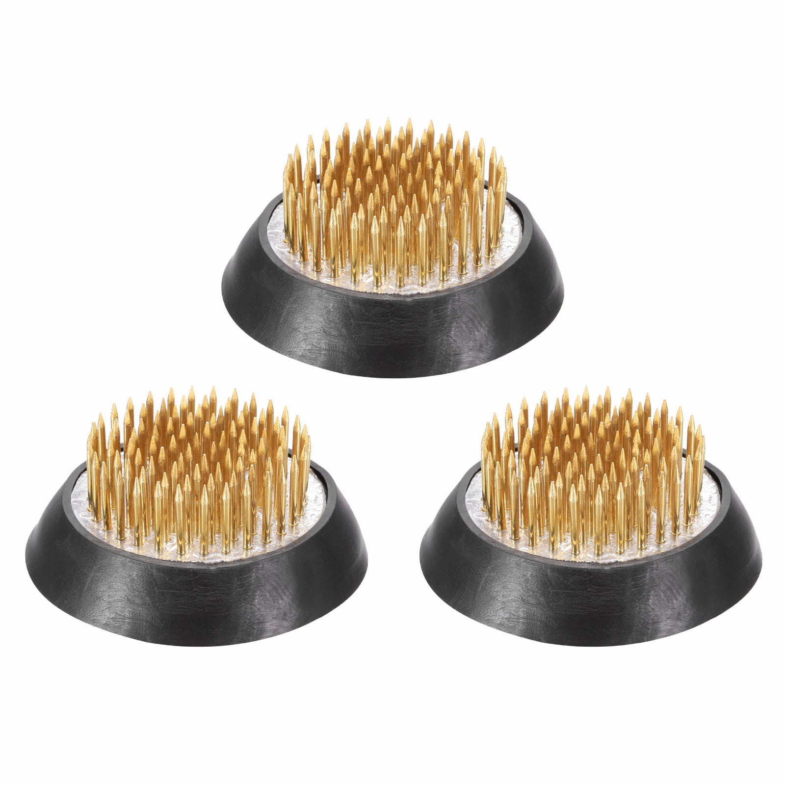 Uxcell 3 Pcs Floral Frogs Kenzan, 1.8 Inch Round Brass Flower Arrangement Holder, Arranger Pin Fixed Tool for Vase Centerpiece, Wedding, Home Decoration, Brass Color