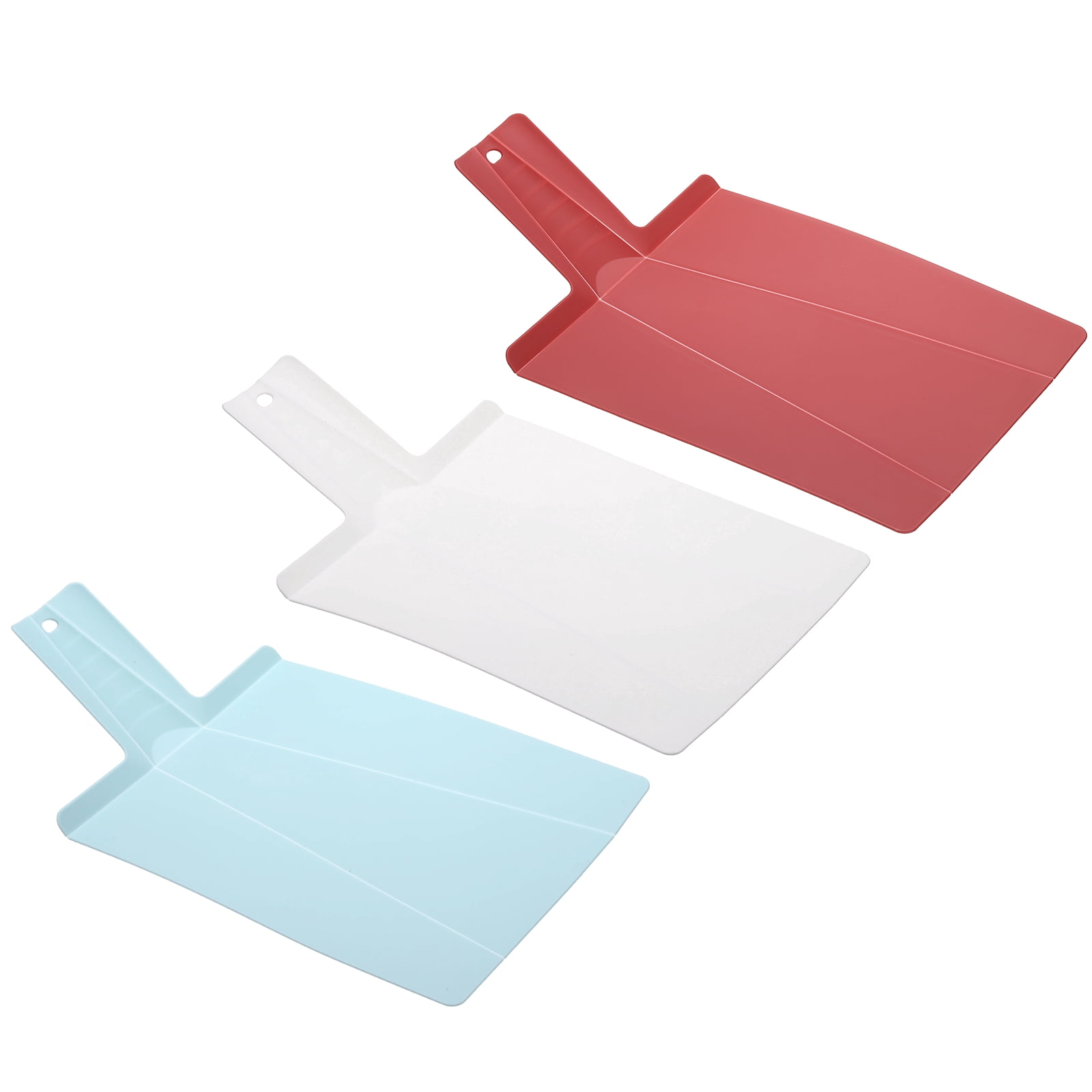 Uxcell 3 Pcs Foldable Cutting Board, 15" x 8.5" Plastic Folding Cutting Board Chopping Mat Non-Slip for Cooking Camping, Red/White/Light Blue