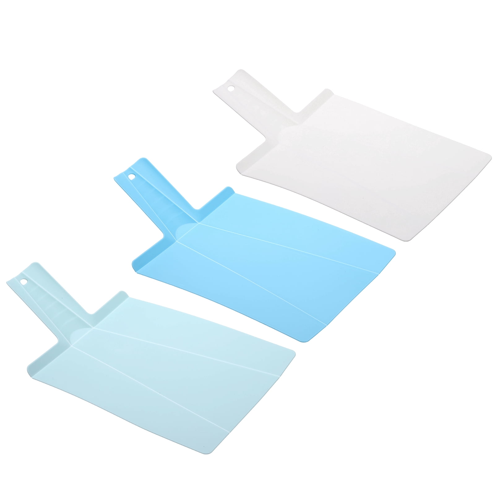 Uxcell 3 Pcs Foldable Cutting Board, 15" x 8.5" Plastic Folding Cutting Board Chopping Mat Non-Slip for Cooking Camping, White/Light Blue/Sky Blue