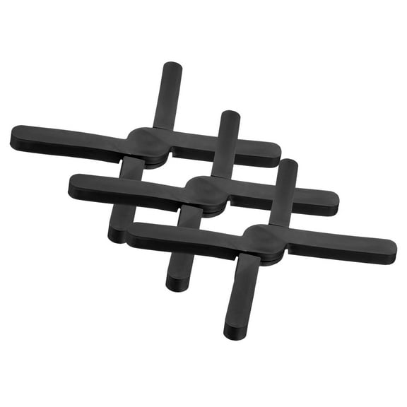 Uxcell 3 Pcs Foldable Silicone Trivet, Trivet Mats for Hot Pots and Pans, Expandable Anti-Slip Heat-Resistant Pad Pot Holder for Dishes Cups Kitchen Countertop Tabletop, Black