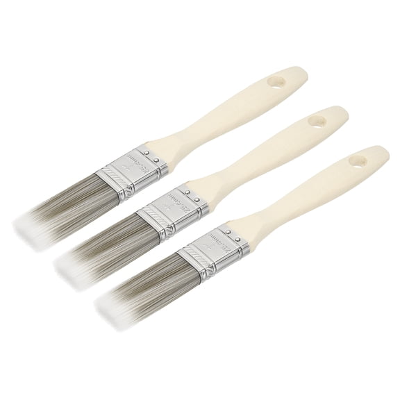 Uxcell 3 Pcs Glaze Brushes for Pottery, 1 Inch Flat Head Hake Painting Ceramic Brush Set Wooden Handle Soft Bristle Wash for Ceramics Acrylic Clay Canvas