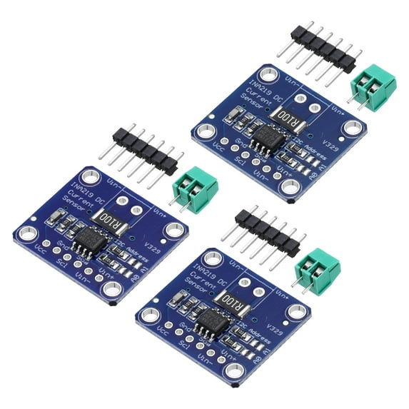 Uxcell 3 Pcs INA219 I2C CJMCU-219 Bi-Directional DC Current Sensor Voltage Current Power Supply Monitor Breakout Board IIC Module Power Monitoring Sensor Module