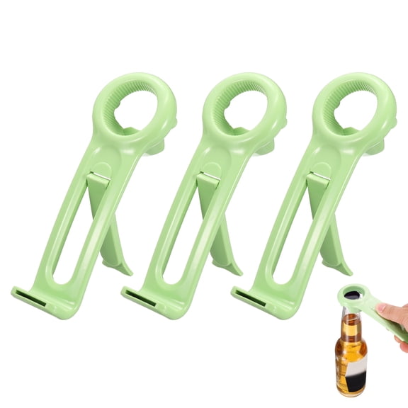 Uxcell 3 Pcs Jar Key Lid Opener, Jar Lid Opener with Phone Stand Easy Grip Design Multifunctional Can Open Tool for Elderly Seniors Women Weak Hands Kitchen Use, Green