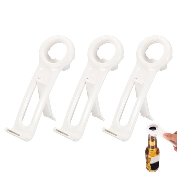 Uxcell 3 Pcs Jar Key Lid Opener, Jar Lid Opener with Phone Stand Easy Grip Design Multifunctional Can Open Tool for Elderly Seniors Women Weak Hands Kitchen Use, White