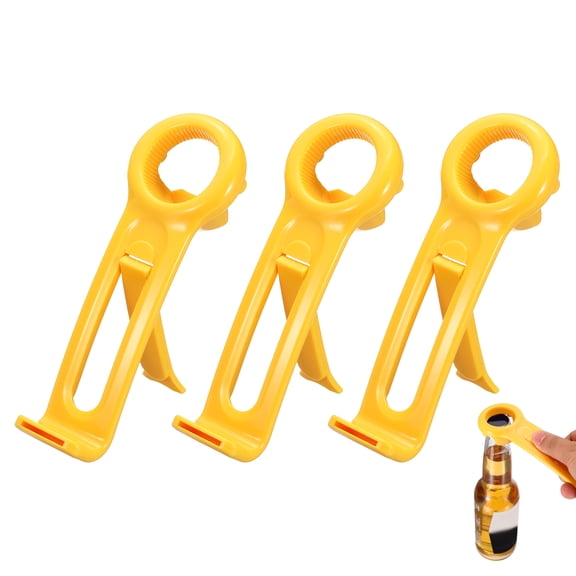 Uxcell 3 Pcs Jar Key Lid Opener, Jar Lid Opener with Phone Stand Easy Grip Design Multifunctional Can Open Tool for Elderly Seniors Women Weak Hands Kitchen Use, Yellow