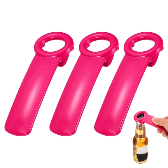 Uxcell 3 Pcs Jar Key Lid Opener, Plastic Jar Lid Opener Easy Grip Multifunctional Durable Can Open Tool for Elderly Seniors Women Weak Hands Easy-use by Anyone, Rose Red