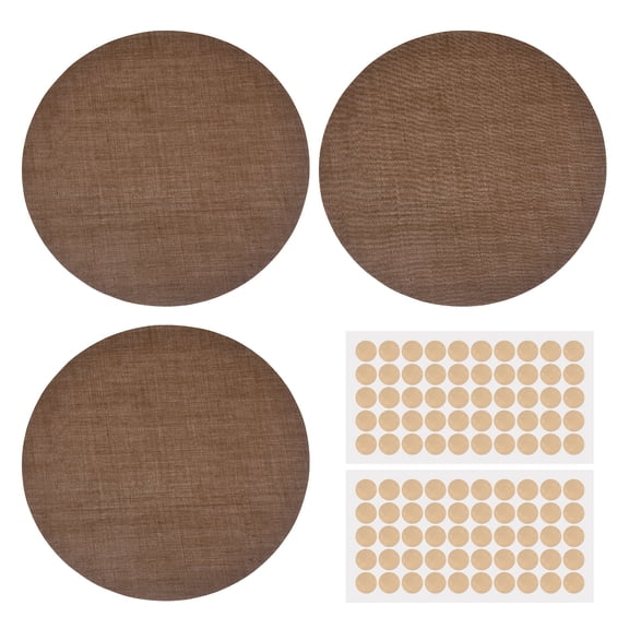 Uxcell 3 Pcs Lampshade Diffuser, 8.66" Dia Round Diffuser Fabric Lamp Cover Proof Light Softener Shades with Adhesive Dots for 8inch LED Recessed Ceiling Light Downlight Pendants, Dark Brown