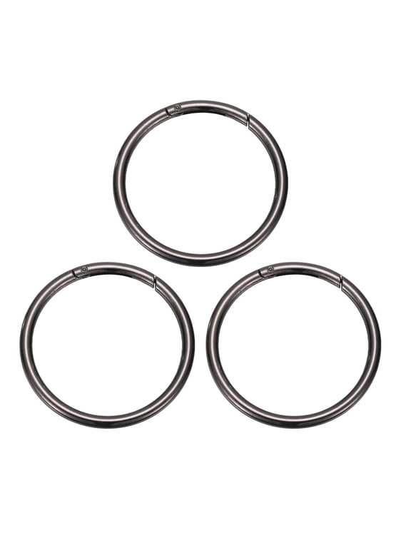 3 Pcs Metal Spring O Rings, 2.9"/74mm Trigger Spring O Ring Round Clips Snap Hooks for Keyring Buckle Keychains Bag Purse Handbag Strap DIY Craft, Gray