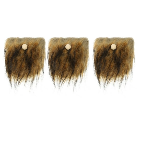 Uxcell 3 Pcs Pre-Cut Gnome Beard with Wood Balls, Dark Brown