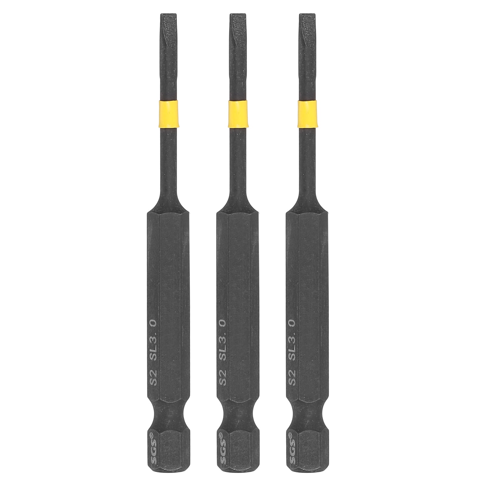 Uxcell 3 Pcs SL3 Slotted Impact Screwdriver Bits 3mm Slotted Tip 1/4 ...