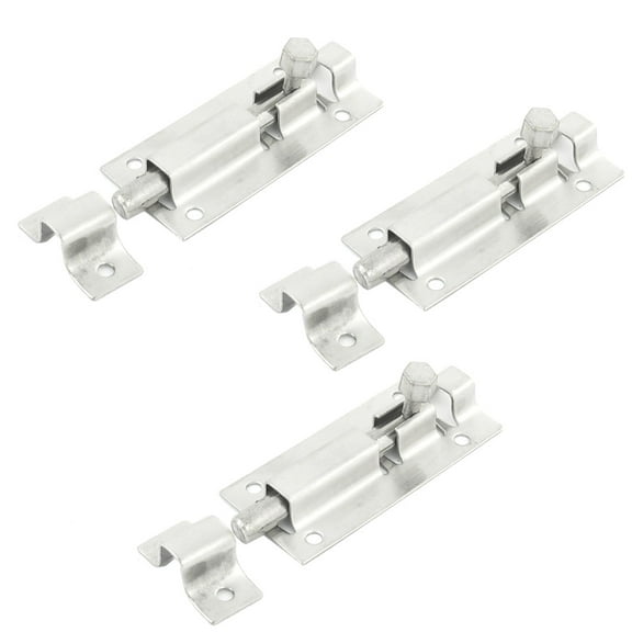 Uxcell 3 Pcs Silver Tone Door Lock Latch Slide Barrel Bolt Clasp Set 3" Length