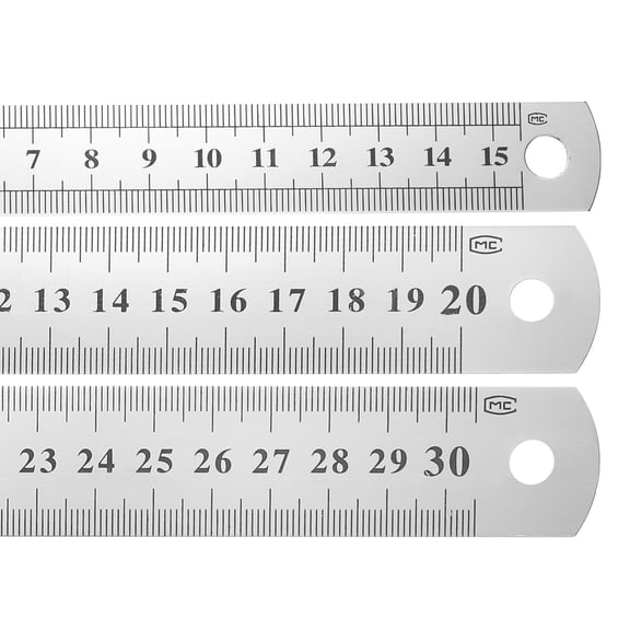 Uxcell 3 Pcs Steel Ruler 6"/8"/12" Carbon Steel Machinist Metal Ruler 0.4 mm Thick