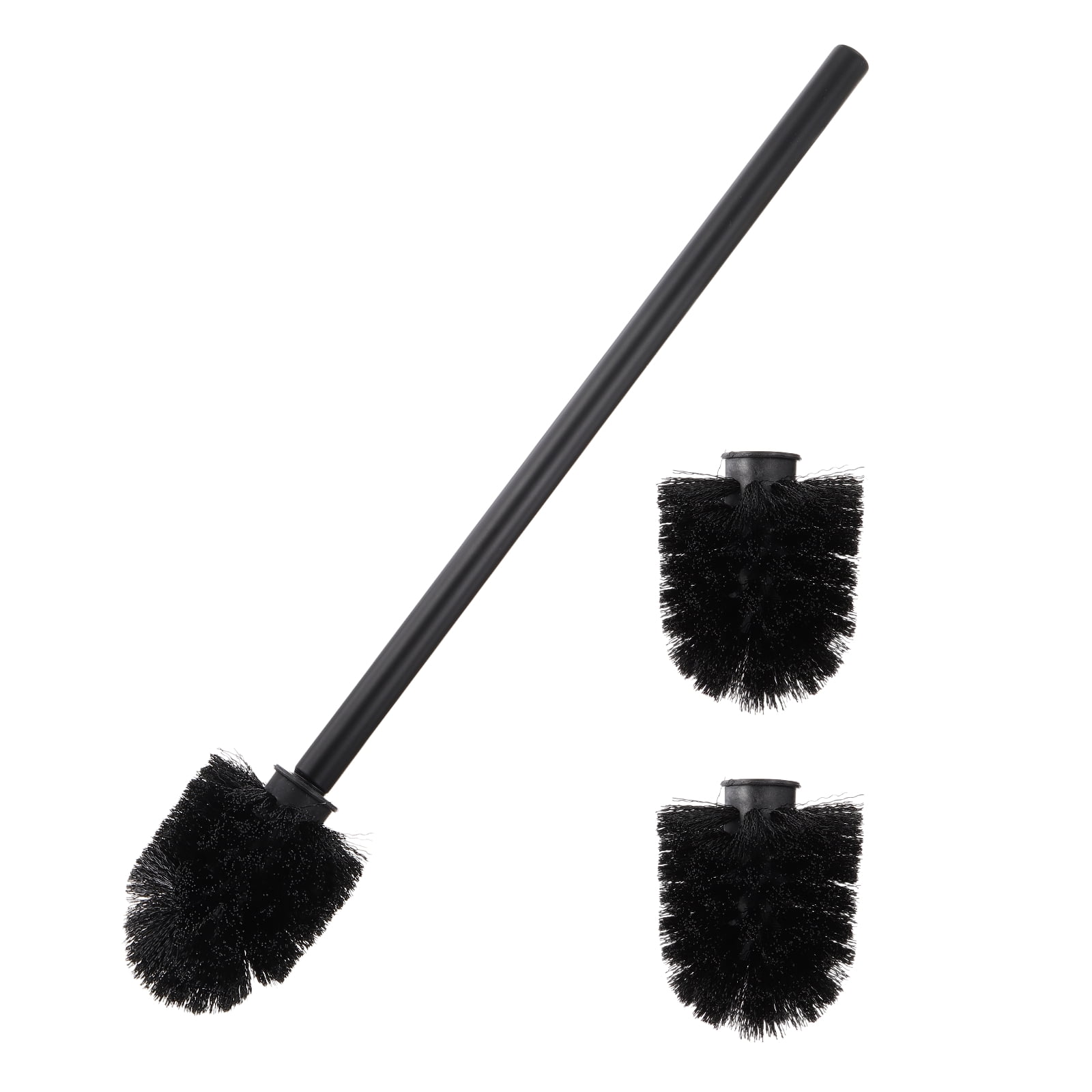 Uxcell 3 Pcs Toilet Brush Set Replacement Head, 13.8 Inch Toilet Brush Refills with Handle, Bathroom Cleaning Tool for Home, Black