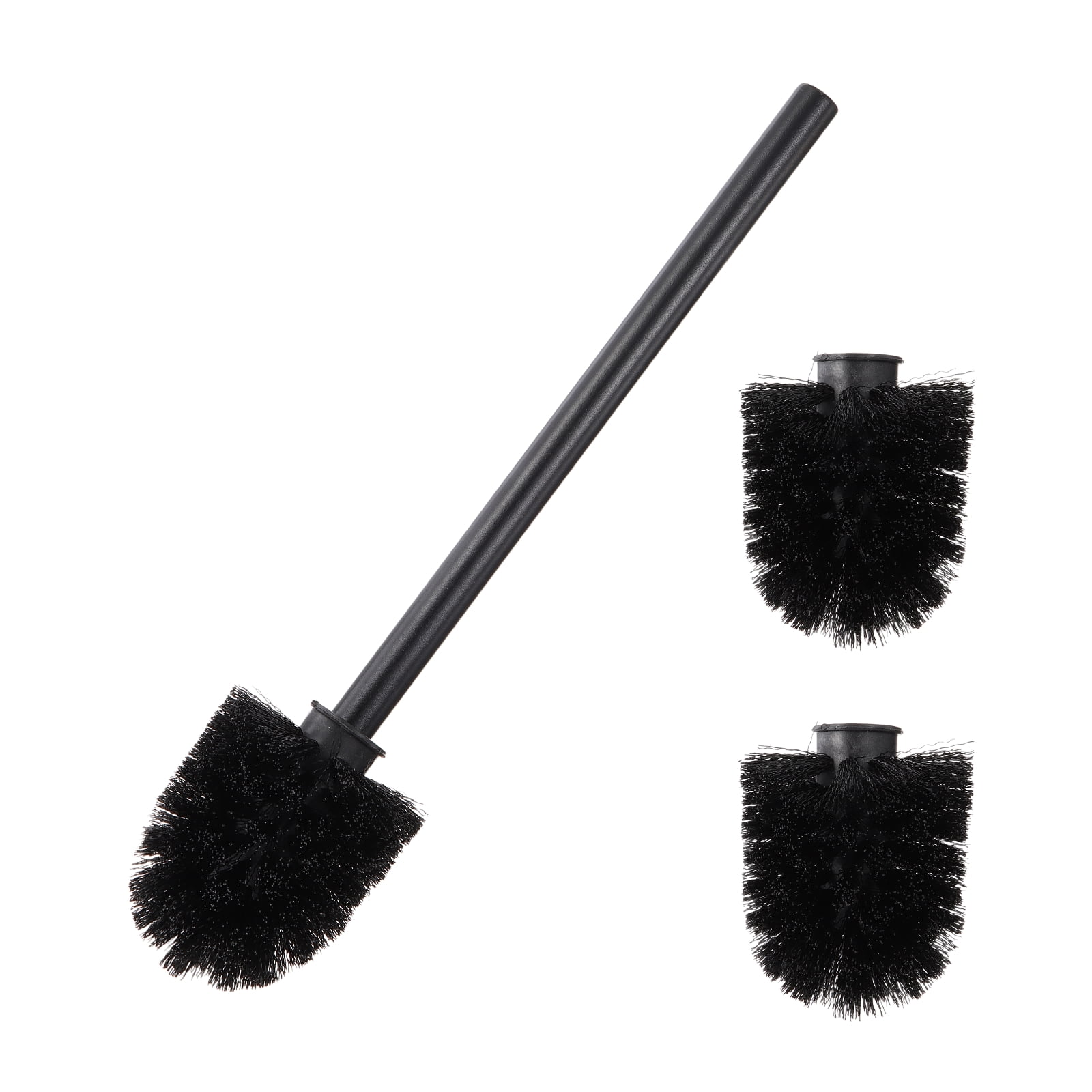 Uxcell 3 Pcs Toilet Brush Set Replacement Head, 9.8 Inch Toilet Brush Refills with Handle, Bathroom Cleaning Tool for Home, Black