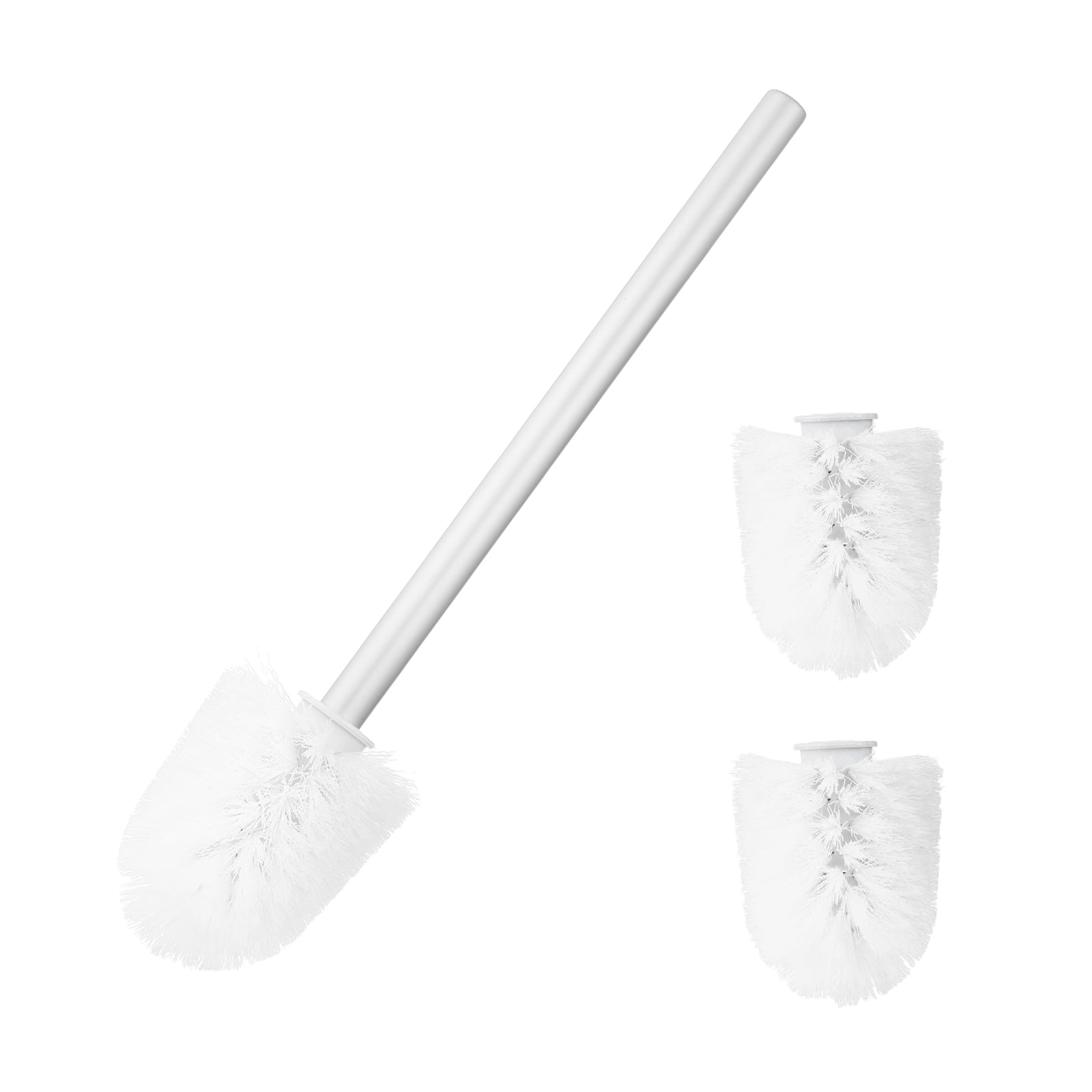 Uxcell 3 Pcs Toilet Brush Set Replacement Head, 9.8 Inch Toilet Brush Refills with Handle, Bathroom Cleaning Tool for Home, White