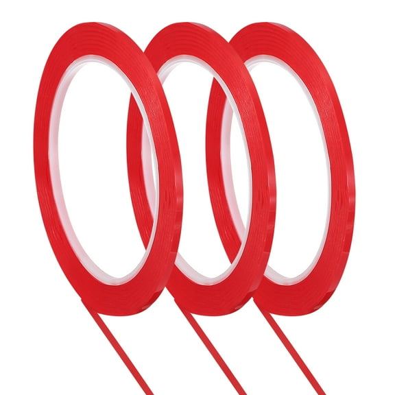 Uxcell 3 Pcs Whiteboard Tapes, 0.1" x 72 Yards Thin Dry Erase Board Grid Tape Pinstripe Chart Lines for Classroom Office DIY Art Crafts, Red