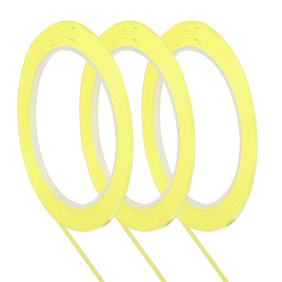 Uxcell 3 Pcs Whiteboard Tapes, 0.1" x 72 Yards Thin Dry Erase Board Grid Tape Pinstripe Chart Lines for Classroom Office DIY Art Crafts, Yellow