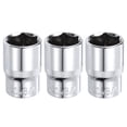 thumbnail image 1 of Uxcell 3 Pieces 6-Point Socket 1/2" Drive by 3/4" SAE 1.5" Length CR-V Shallow Sockets, 1 of 7