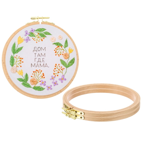 Uxcell 3 Pieces 7 Inch Beech Wood Embroidery Hoops, Circle Cross Stitch Hoop Frames with Adjustment Brass Screw