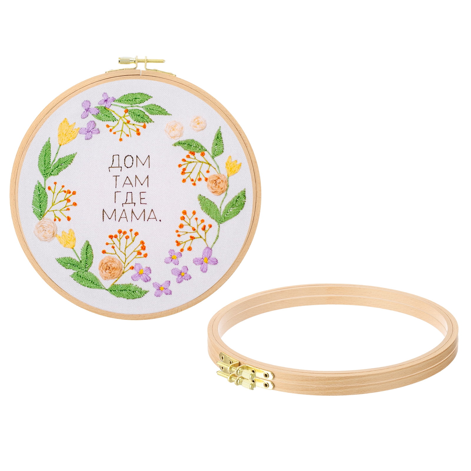 Uxcell 3 Pieces 9 Inch Beech Wood Embroidery Hoops, Circle Cross Stitch Hoop Frames with Adjustment Brass Screw