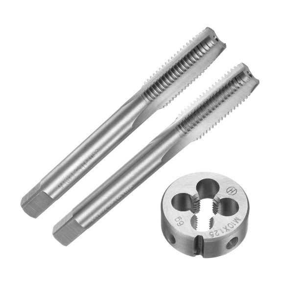 Uxcell 3 Pieces Metric Hand Tap and Die Set M10 x 1.25 Taper/Plug Thread Taps & Round Threading Die