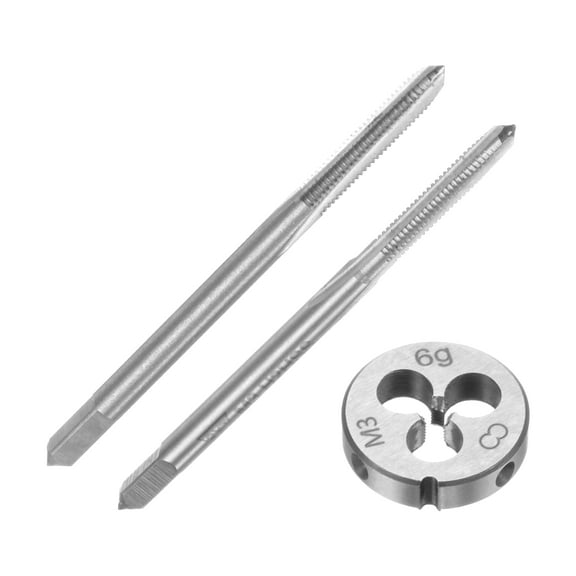 Uxcell 3 Pieces Metric Hand Tap and Die Set M3 x 0.5 Taper/Plug Thread Taps & Round Threading Die