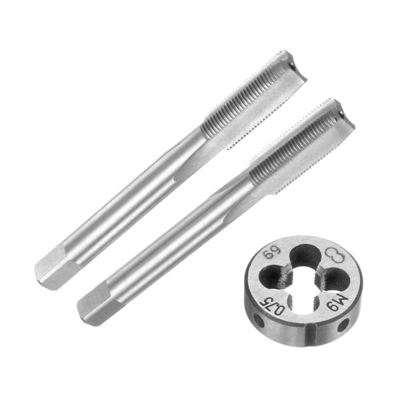 Uxcell 3 Pieces Metric Hand Tap and Die Set M9 x 0.75 Taper/Plug Thread Taps & Round Threading Die
