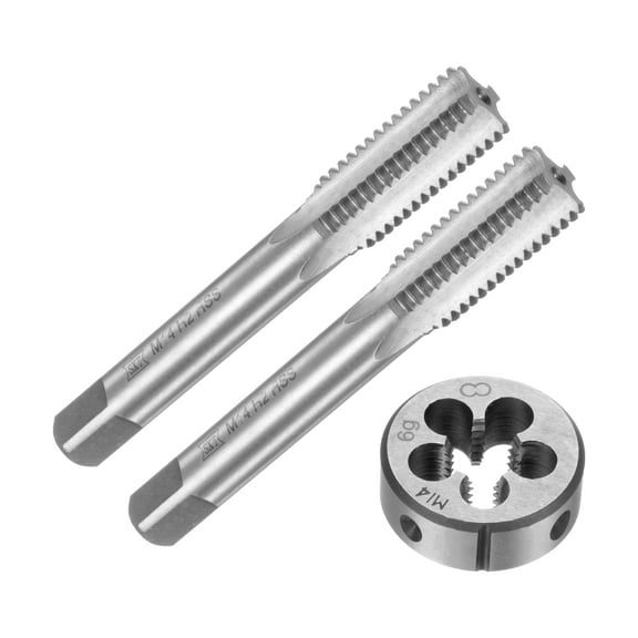 Uxcell 3 Pieces Metric Tap and Die Set M14 x 2 Thread Tap & Round Die Threading Repair Tools