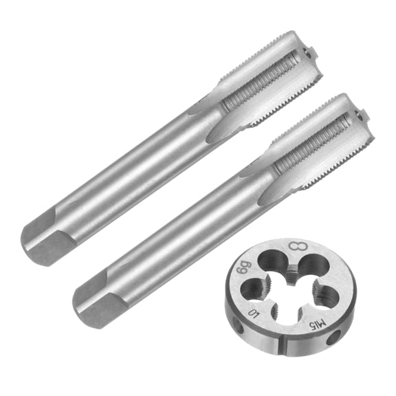 Uxcell 3 Pieces Metric Tap and Die Set M15 x 1 Thread Tap & Round Die Threading Repair Tools