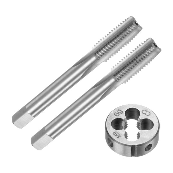Uxcell 3 Pieces Metric Tap and Die Set M9 x 1.25 Thread Tap & Round Die Threading Repair Tools