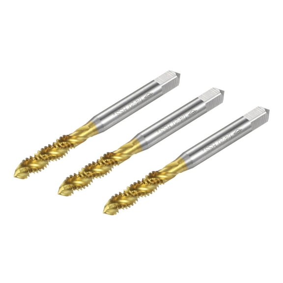 Uxcell 3 Pieces Spiral Flute Thread Taps 1/4-20 UNC H2 Titanium Coated Screw Threading Tapping