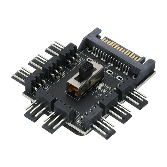 Uxcell 3 Pin Chassis Fan Hub 15PIN 1 to 8 3PIN Connector Adapter 12V Cooling Fan Port Splitter PWM Motherboard, Computer