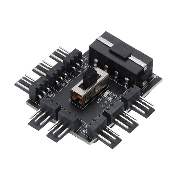 Uxcell 3 Pin Chassis Fan Hub IDE 1 to 8 Connector Adapter 12V Cooling Fan Port Splitter 3Pin PWM Motherboard, Computer