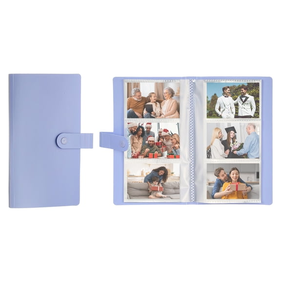 Uxcell 3 Pocket Clear Photo Album, 120 Slots Card Scrapbook with Snap Closure, Purple