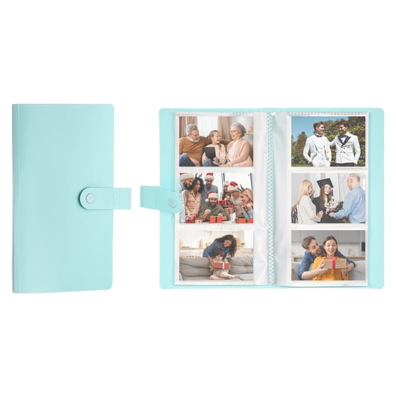 Uxcell 3 Pocket Clear Photo Album, 240 Slots Card Scrapbook with Snap Closure, Green