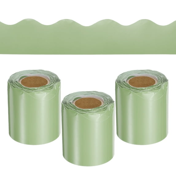 Uxcell 3 Roll 10 m Card Stock Bulletin Board Border Scalloped Border for Classrooms Homes Decoration Olive Green