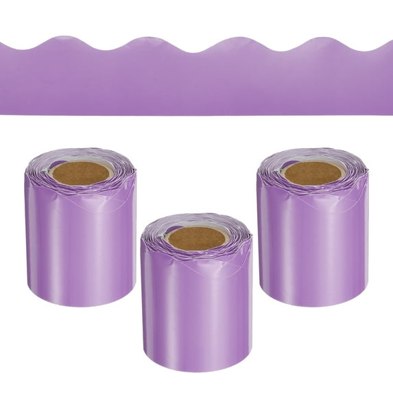Uxcell 3 Roll 10 m Card Stock Bulletin Board Border Scalloped Border for Classrooms Homes Decoration Purple