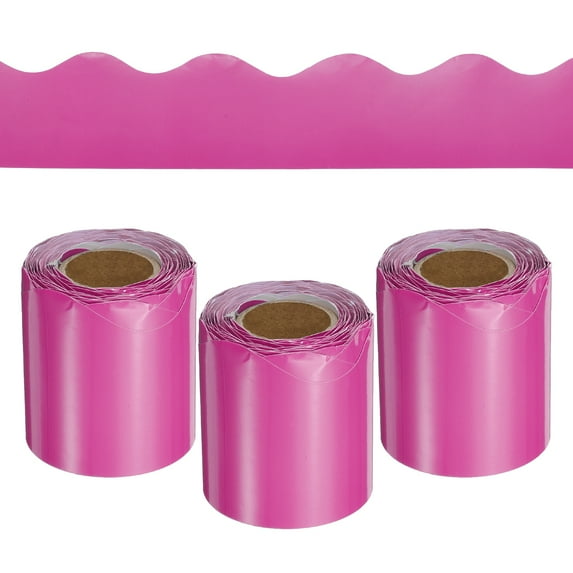 Uxcell 3 Roll 10 m Card Stock Bulletin Board Border Scalloped Border for Classrooms Homes Decoration Rose Red