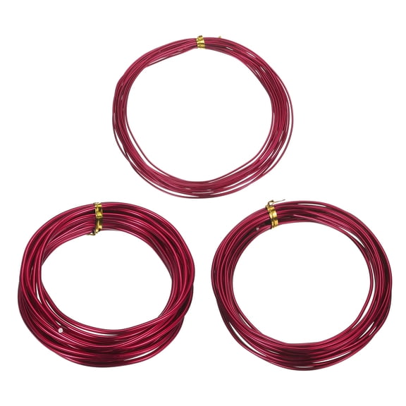 Uxcell 3 Roll Bonsai Wire 1/2/3mm Each Roll 16.4ft (5m) Anodized Aluminum Bonsai Wire for Gardening Tree Branch Fixing DIY Crafting, Wine Red