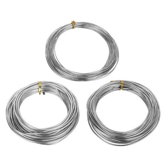 Uxcell 3 Roll Bonsai Wire 1/2/3mm Each Roll 32.8ft (10m) Anodized Aluminum Bonsai Wire for Gardening Tree Branch Fixing DIY Crafting, Silver