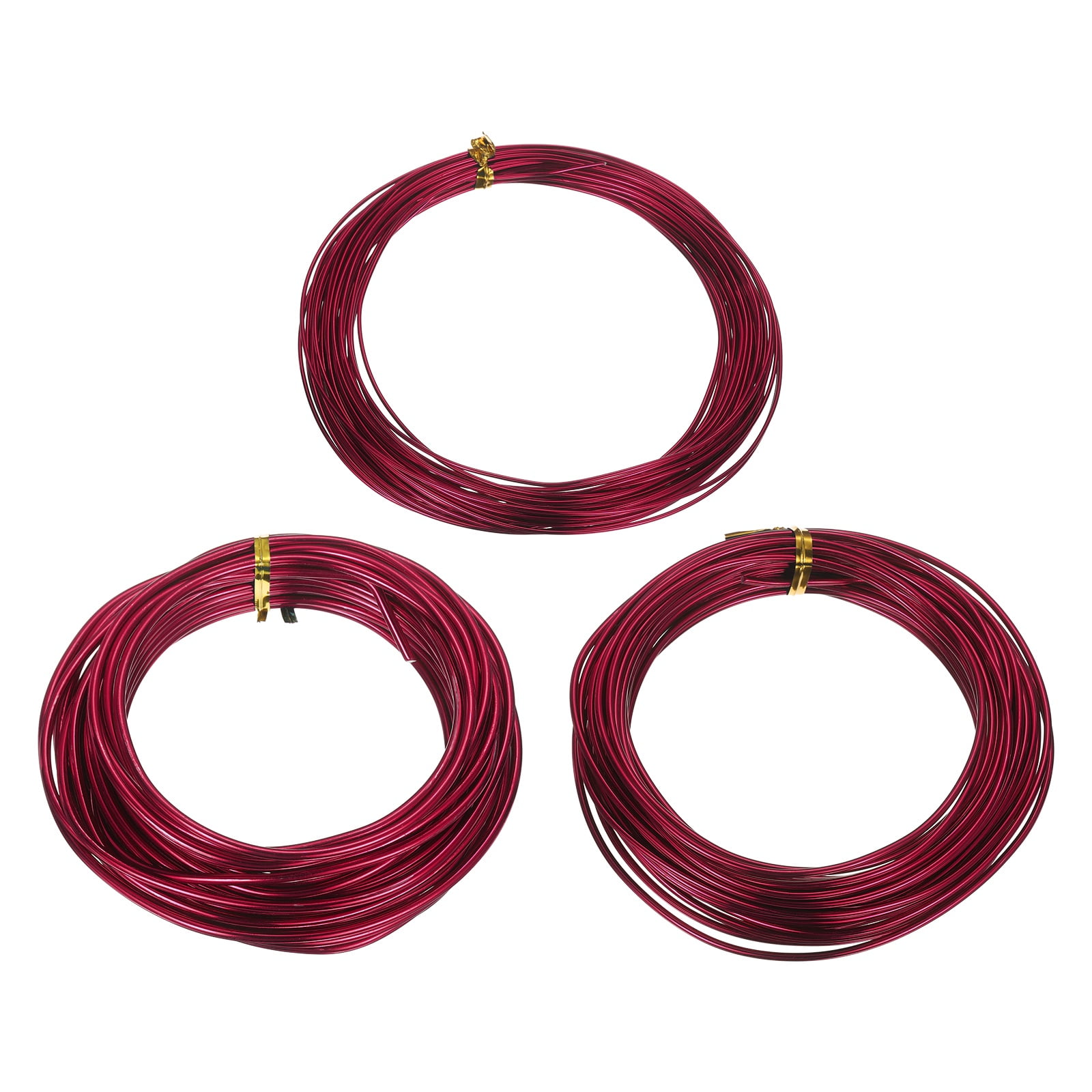 Uxcell 3 Roll Bonsai Wire 1/2/3mm Each Roll 32.8ft (10m) Anodized Aluminum Bonsai Wire for Gardening Tree Branch Fixing DIY Crafting, Wine Red
