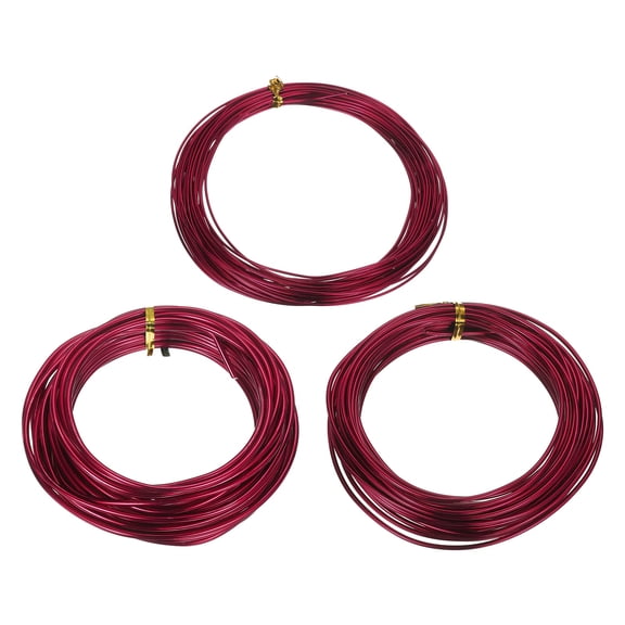 Uxcell 3 Roll Bonsai Wire 1/2/3mm Each Roll 32.8ft (10m) Anodized Aluminum Bonsai Wire for Gardening Tree Branch Fixing DIY Crafting, Wine Red